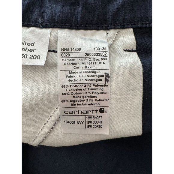 Carhartt NWOT Sz 16W Short Navy Women Rugged Flex Canvas Work Pants - Picture 11 of 16